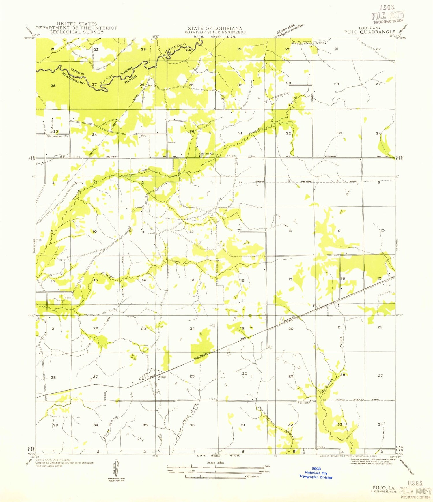 Classic USGS Neale Louisiana 7.5'x7.5' Topo Map Image