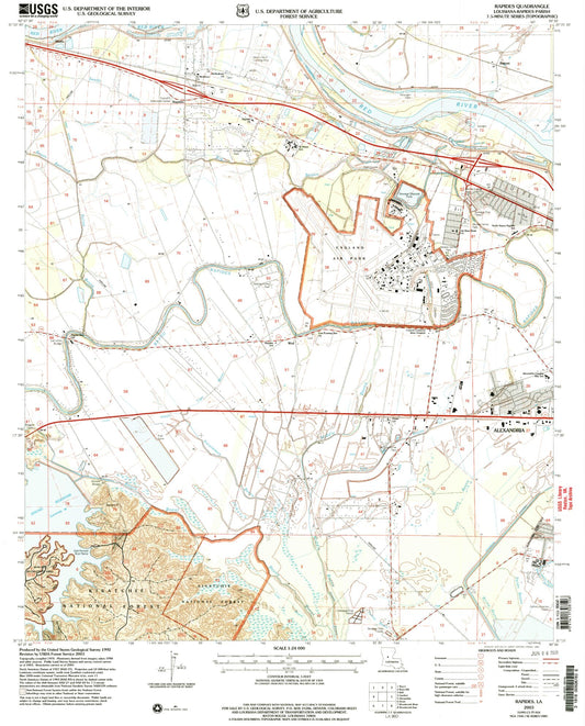 Classic USGS Rapides Louisiana 7.5'x7.5' Topo Map Image