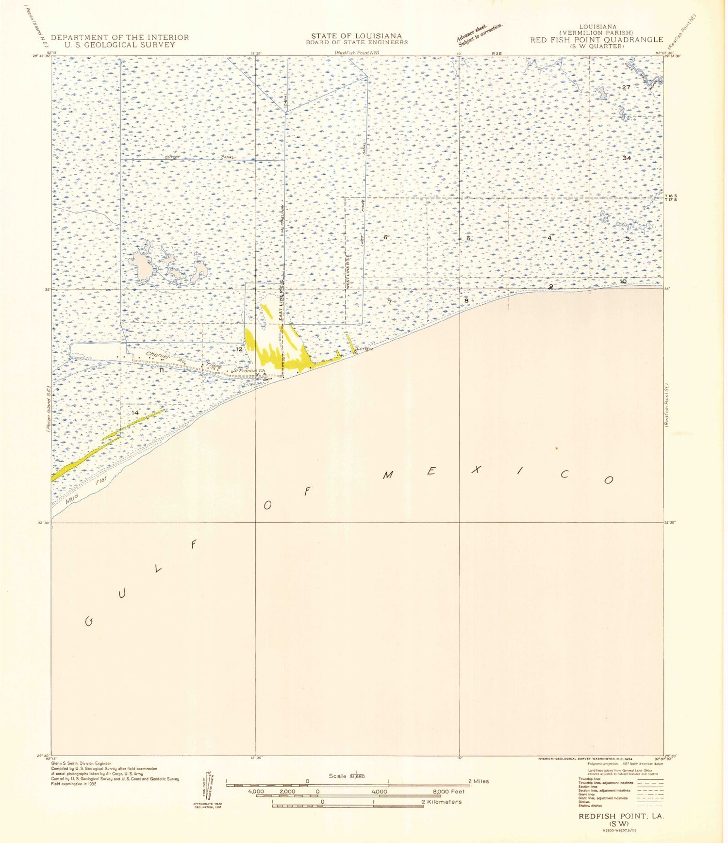 Classic USGS Cheniere au Tigre Louisiana 7.5'x7.5' Topo Map Image