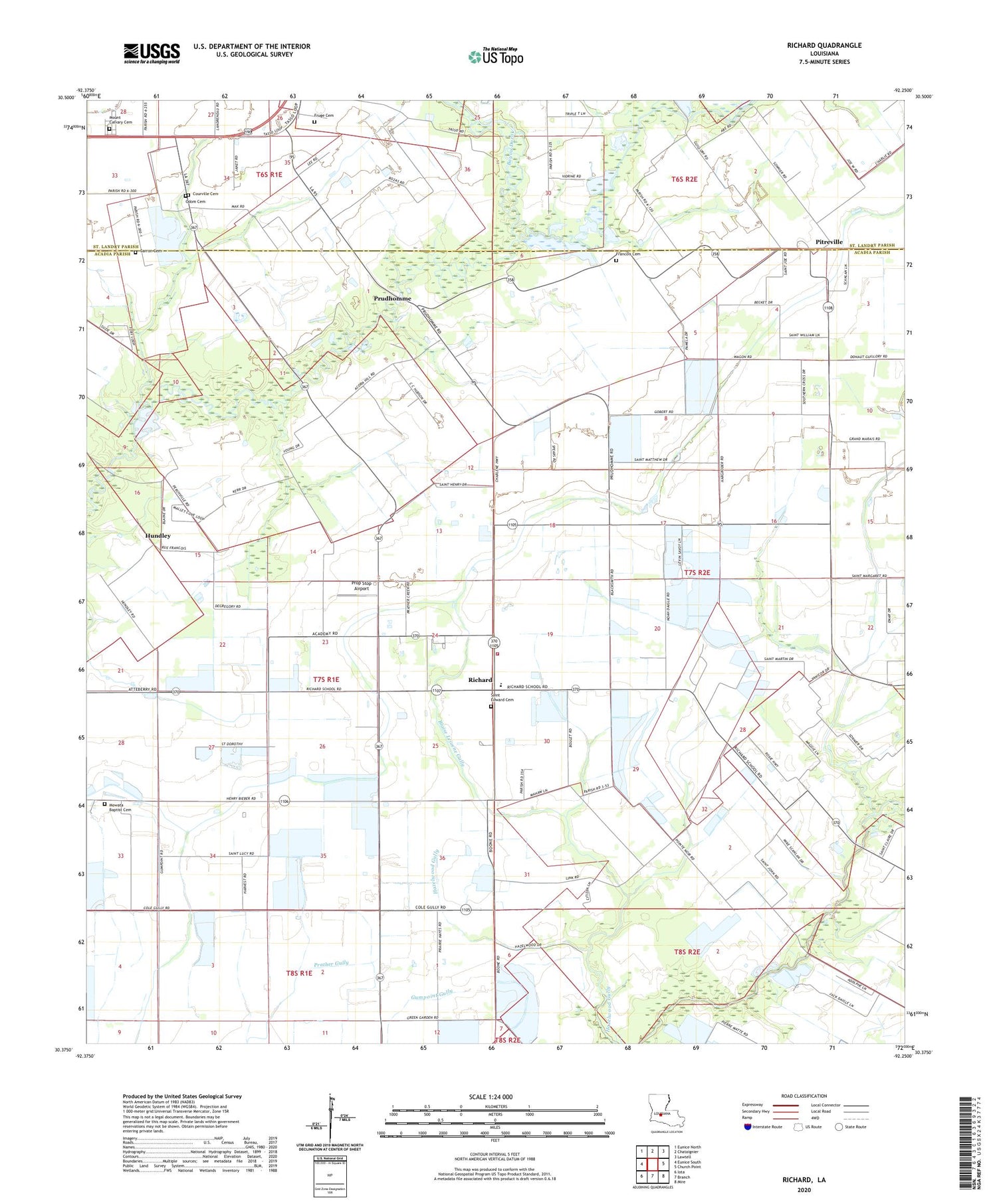 Richard Louisiana US Topo Map Image