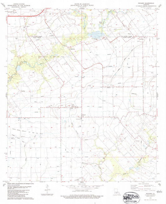 Classic USGS Richard Louisiana 7.5'x7.5' Topo Map Image