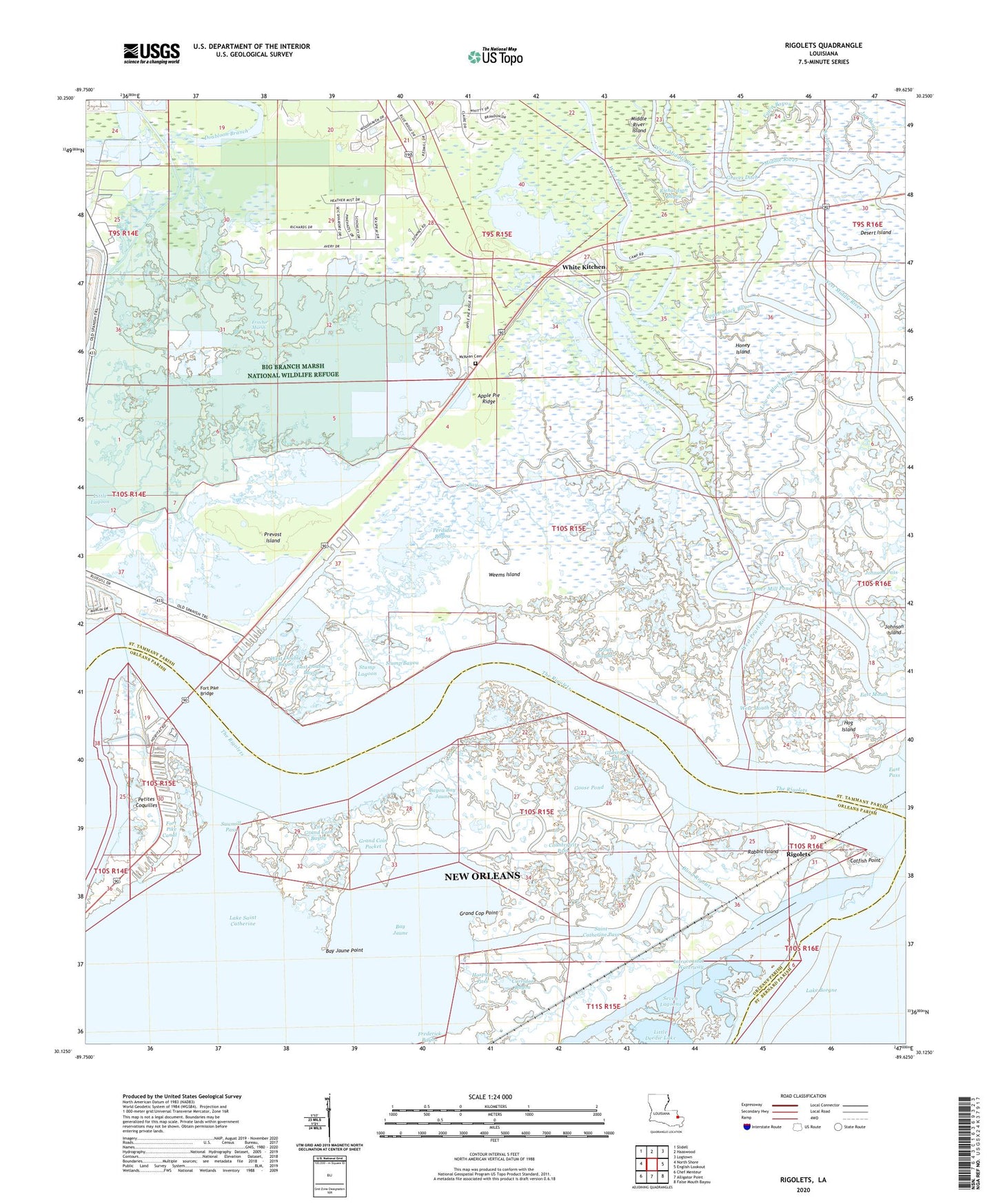 Rigolets Louisiana US Topo Map Image