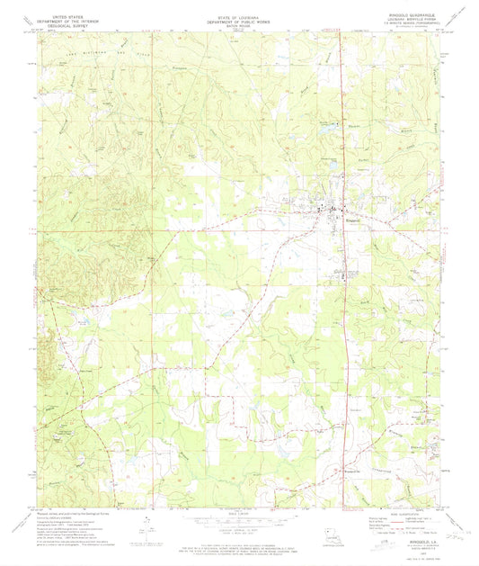 Classic USGS Ringgold Louisiana 7.5'x7.5' Topo Map Image