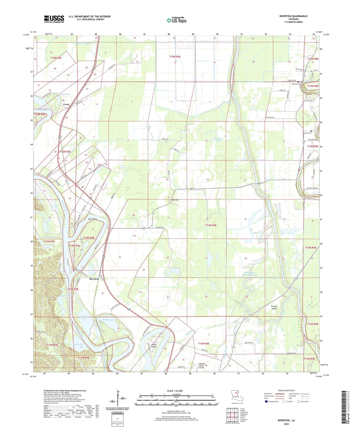 Riverton Louisiana US Topo Map Image