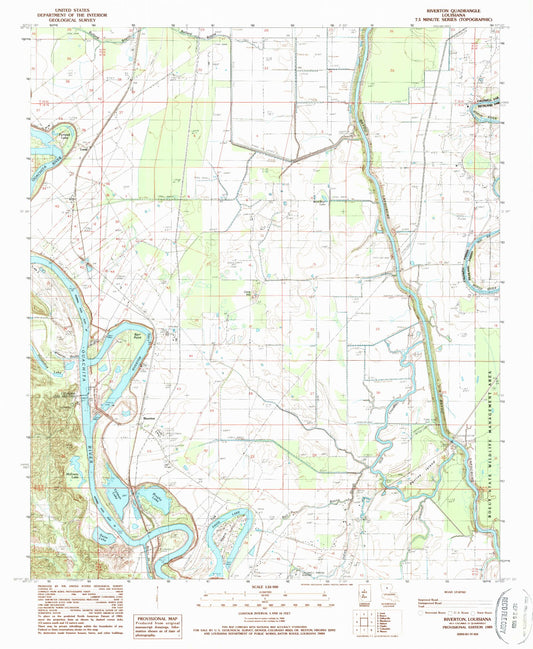 Classic USGS Riverton Louisiana 7.5'x7.5' Topo Map Image