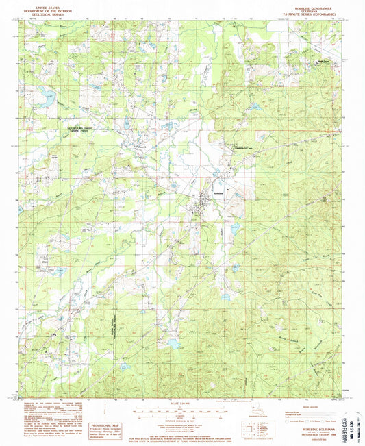 Classic USGS Robeline Louisiana 7.5'x7.5' Topo Map Image