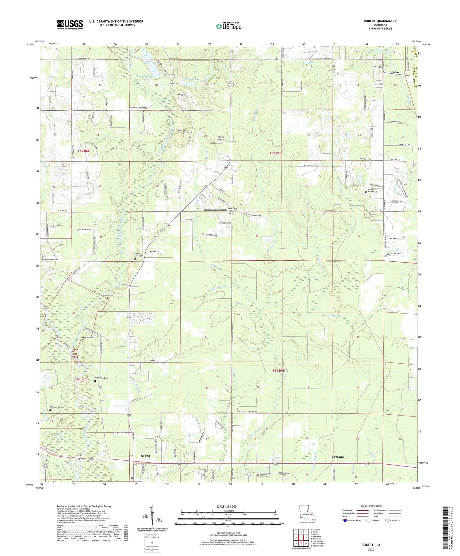 Robert Louisiana US Topo Map Image