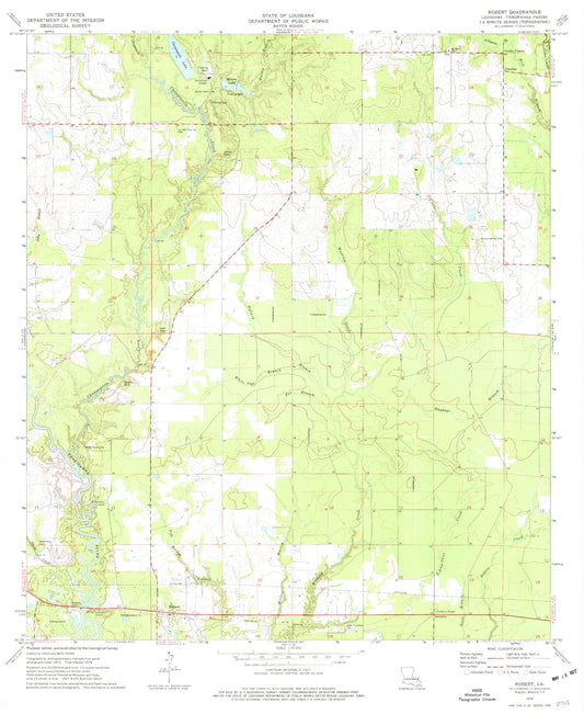 Classic USGS Robert Louisiana 7.5'x7.5' Topo Map Image
