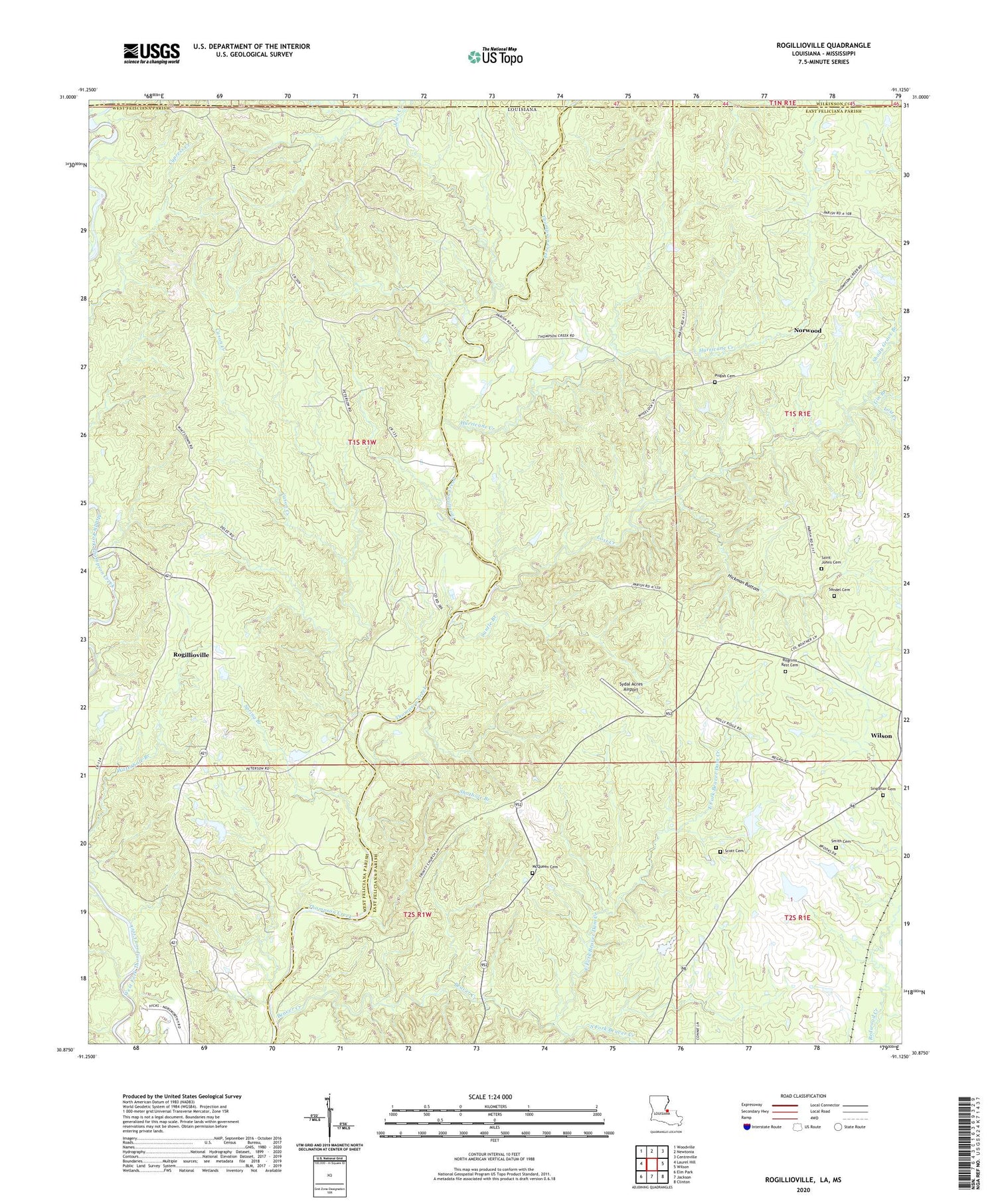 Rogillioville Louisiana US Topo Map Image