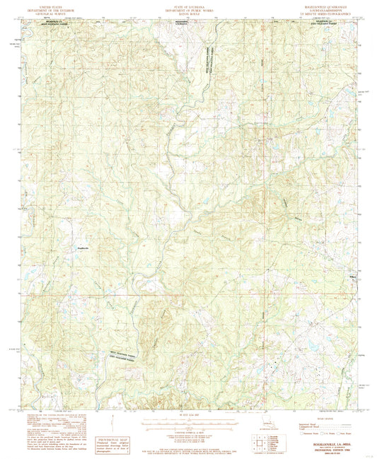 Classic USGS Rogillioville Louisiana 7.5'x7.5' Topo Map Image