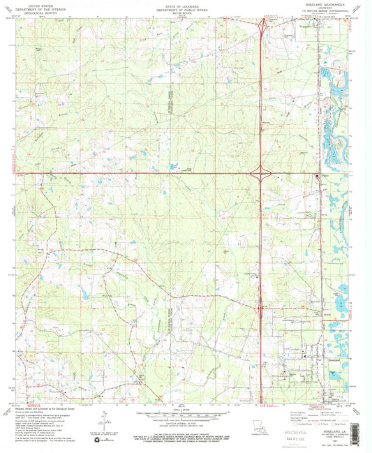 Classic USGS Roseland Louisiana 7.5'x7.5' Topo Map Image