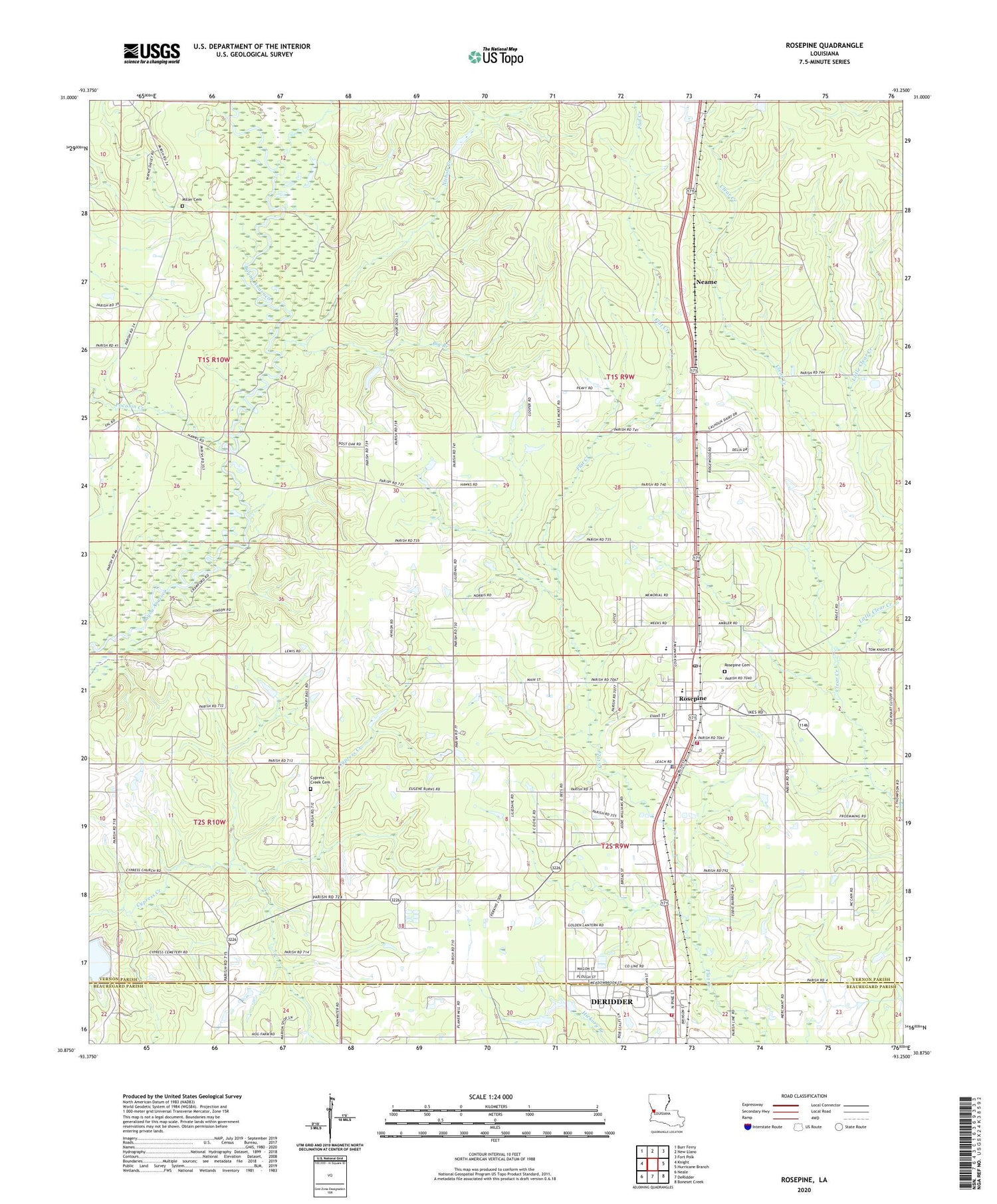 Rosepine Louisiana US Topo Map Image