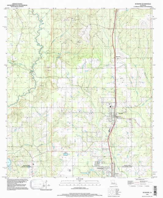 Classic USGS Rosepine Louisiana 7.5'x7.5' Topo Map Image