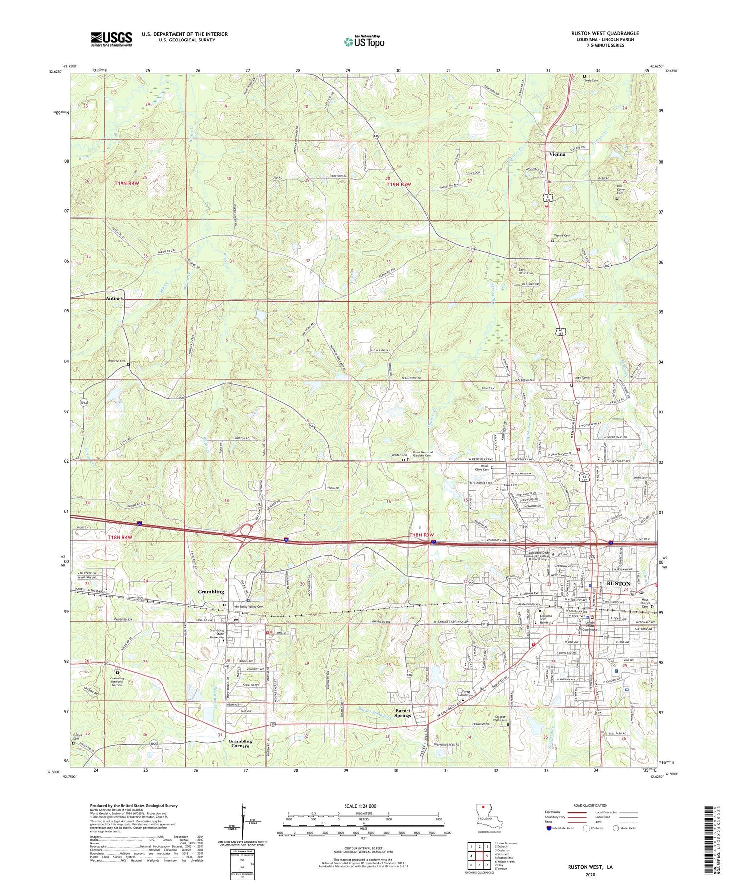 Ruston West Louisiana US Topo Map Image