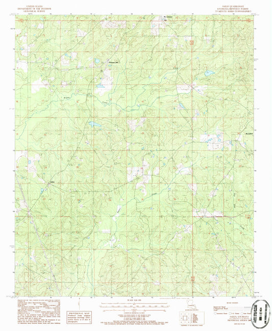 Classic USGS Sailes Louisiana 7.5'x7.5' Topo Map Image