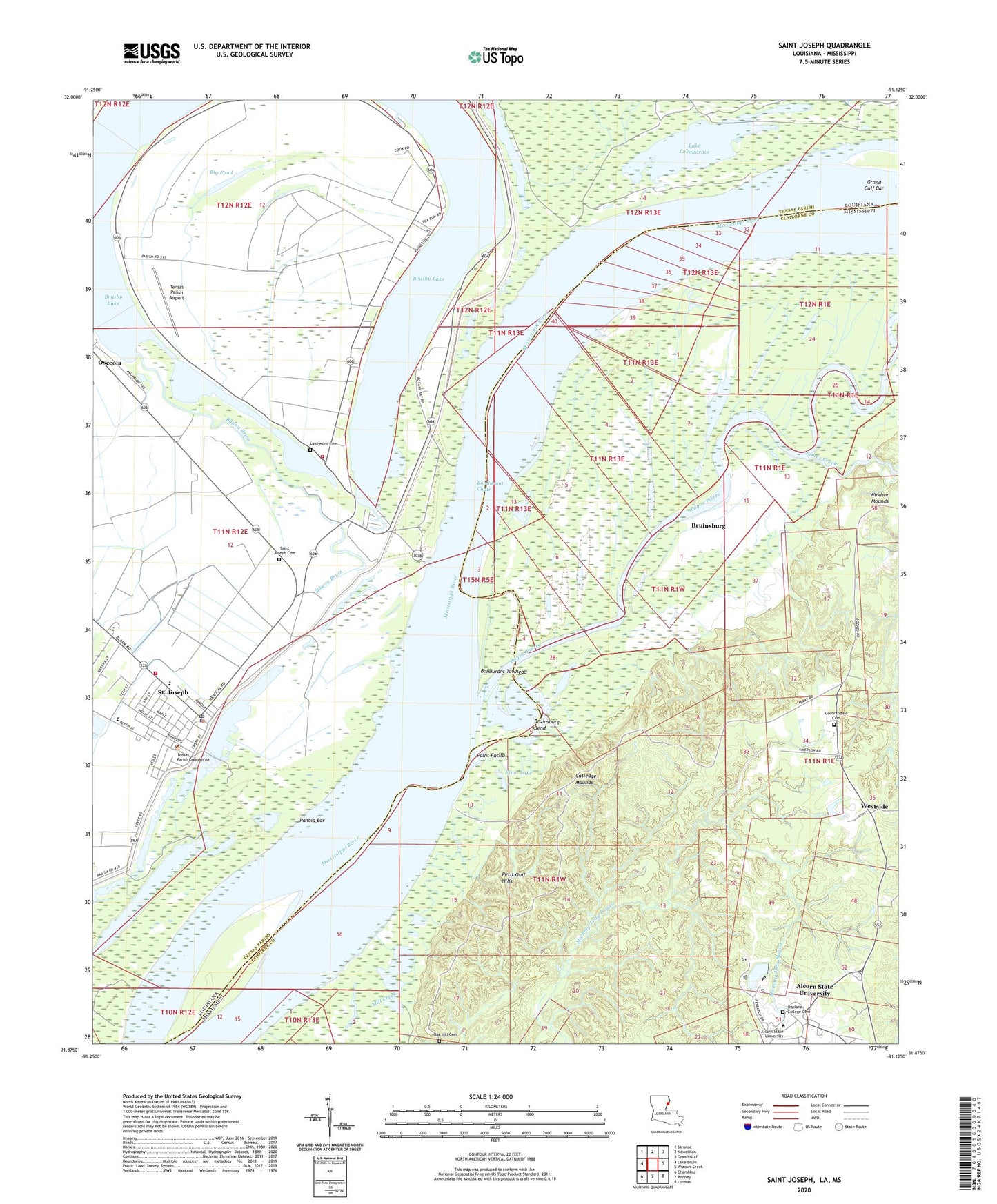 Saint Joseph Louisiana US Topo Map Image