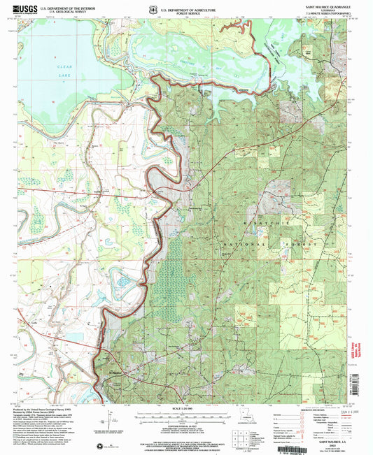 Classic USGS Saint Maurice Louisiana 7.5'x7.5' Topo Map Image