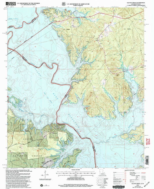 Classic USGS Salter Creek Louisiana 7.5'x7.5' Topo Map Image