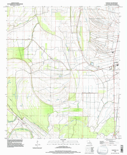 Classic USGS Saranac Louisiana 7.5'x7.5' Topo Map Image