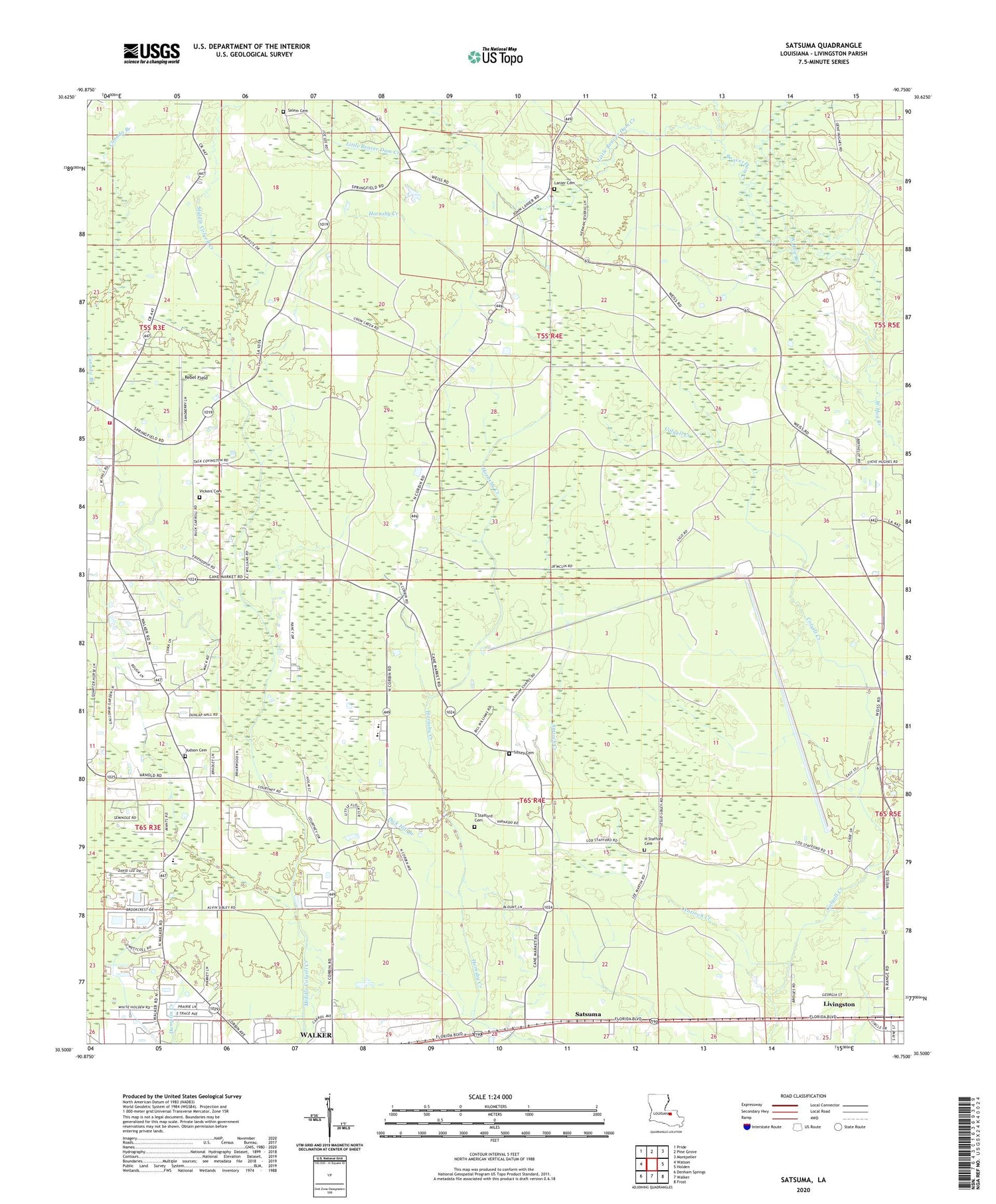 Satsuma Louisiana US Topo Map Image