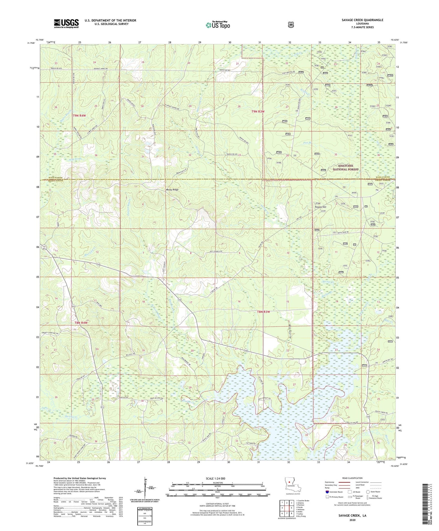 Savage Creek Louisiana US Topo Map Image