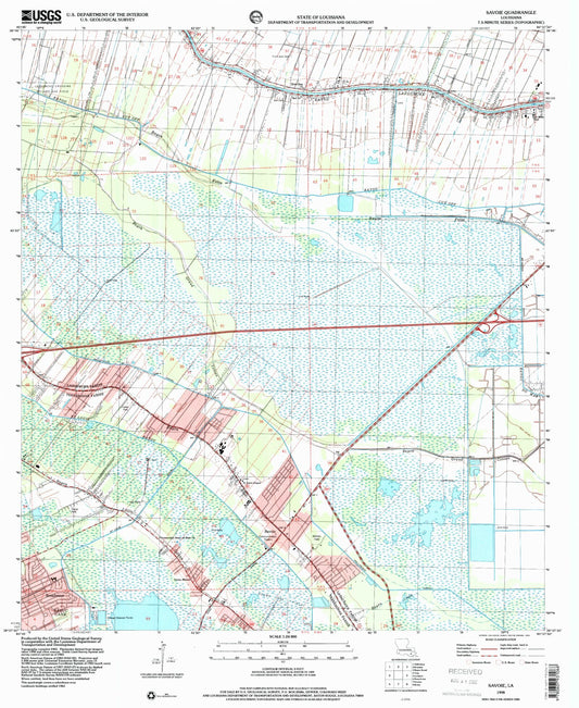 Classic USGS Savoie Louisiana 7.5'x7.5' Topo Map Image