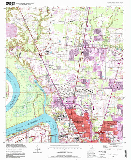 Classic USGS Scotlandville Louisiana 7.5'x7.5' Topo Map Image