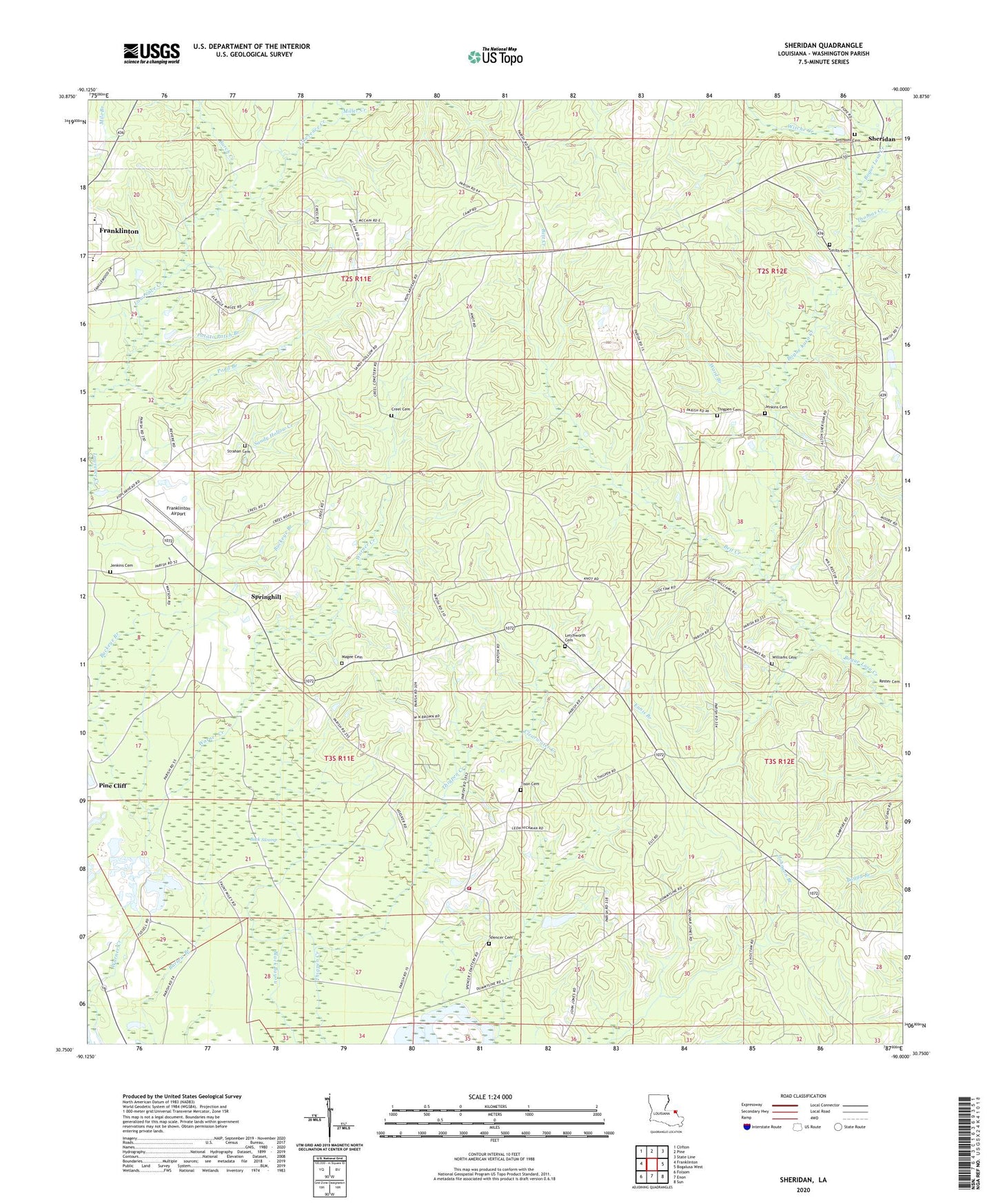 Sheridan Louisiana US Topo Map Image