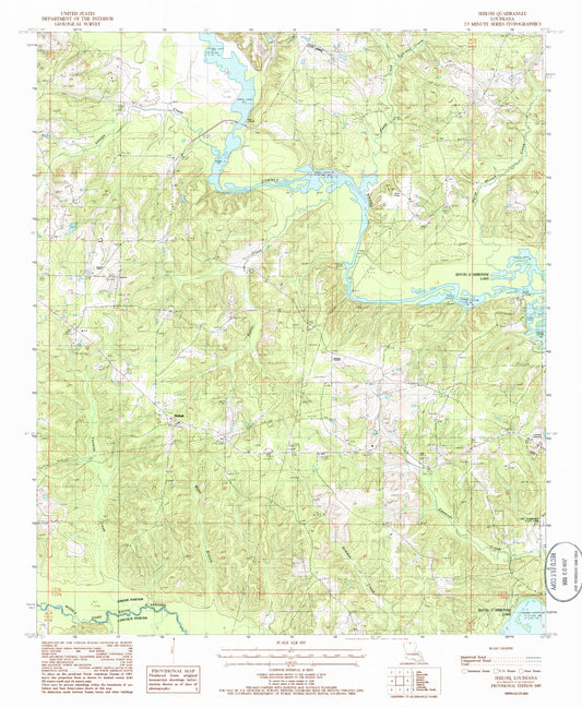 Classic USGS Shiloh Louisiana 7.5'x7.5' Topo Map Image