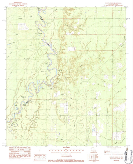 Classic USGS Shoats Creek Louisiana 7.5'x7.5' Topo Map Image