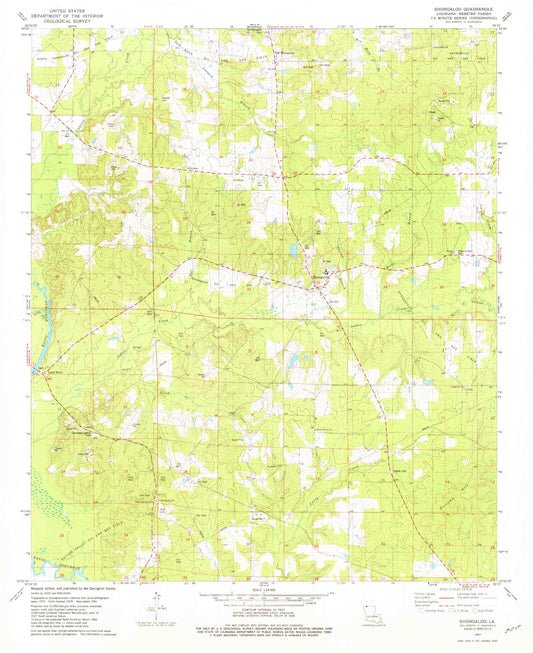 Classic USGS Shongaloo Louisiana 7.5'x7.5' Topo Map Image