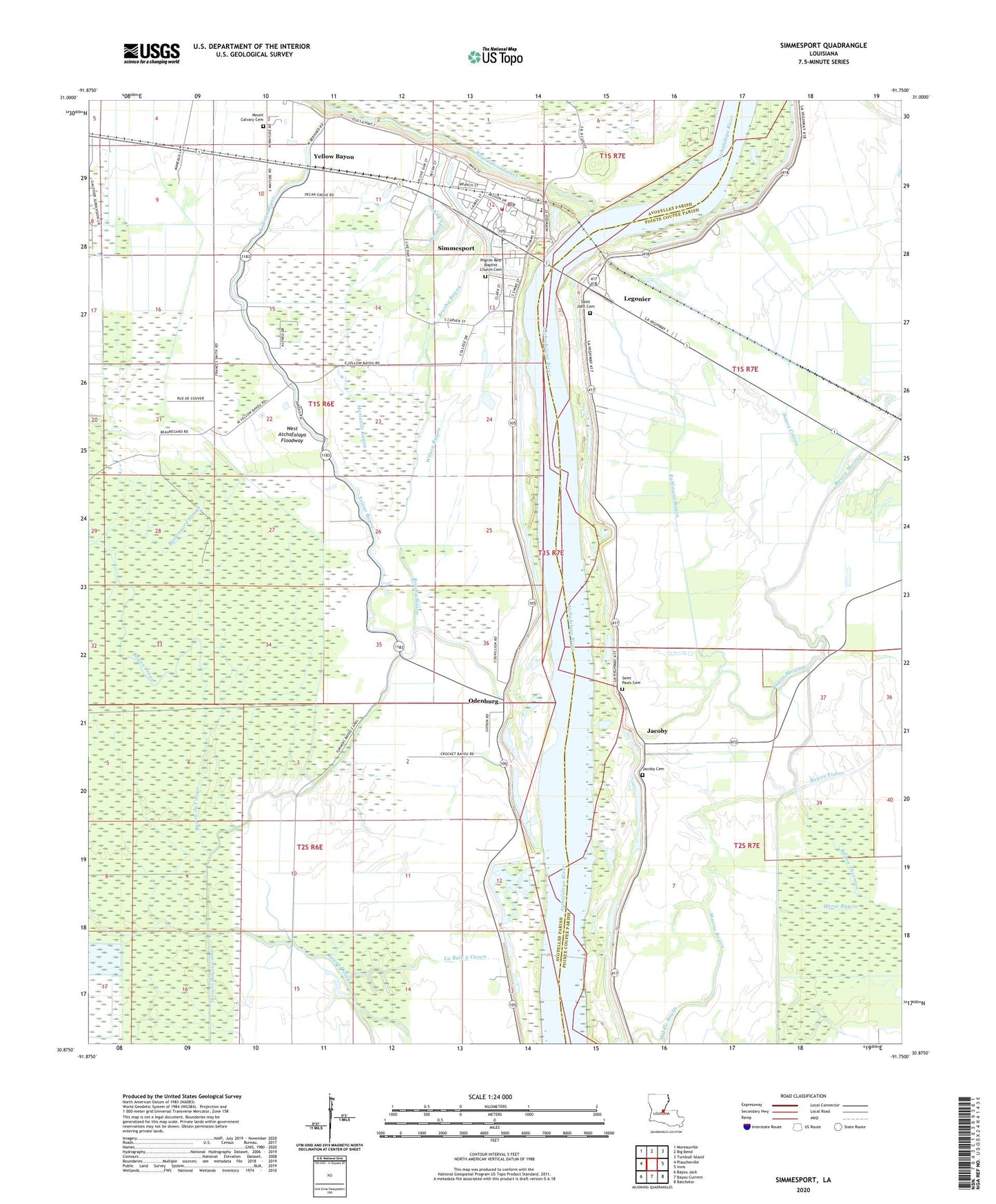 Simmesport Louisiana US Topo Map Image