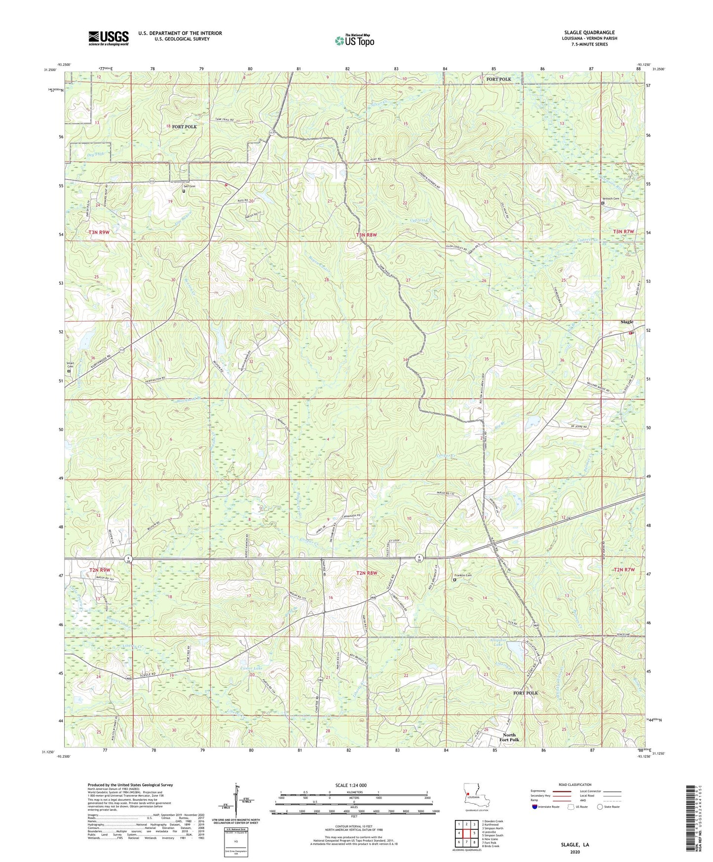 Slagle Louisiana US Topo Map Image