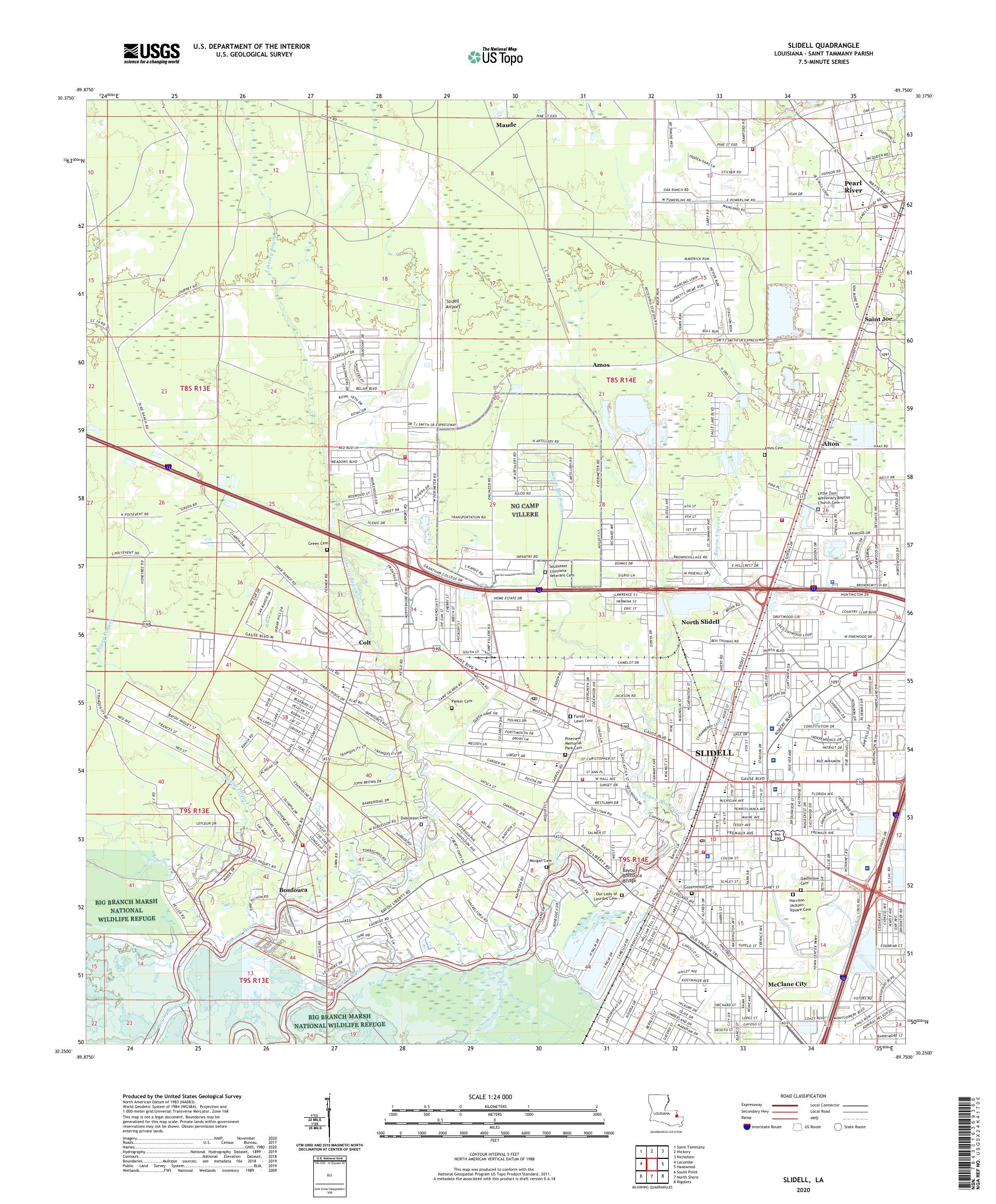 Slidell Louisiana US Topo Map – MyTopo Map Store