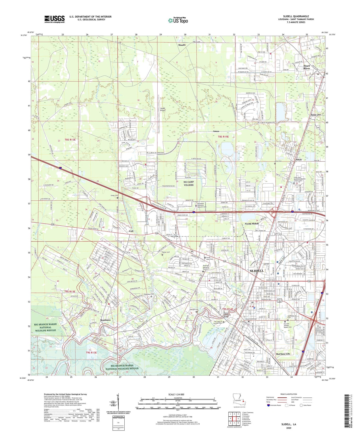 Slidell Louisiana US Topo Map Image