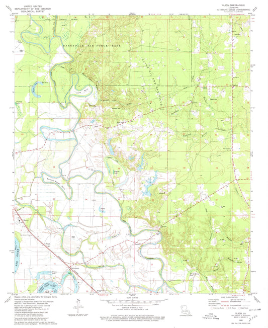 Classic USGS Sligo Louisiana 7.5'x7.5' Topo Map Image
