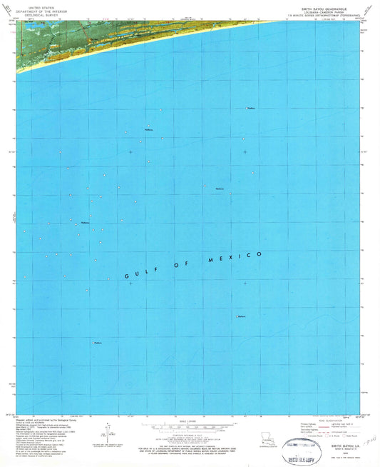 Classic USGS Smith Bayou Louisiana 7.5'x7.5' Topo Map Image