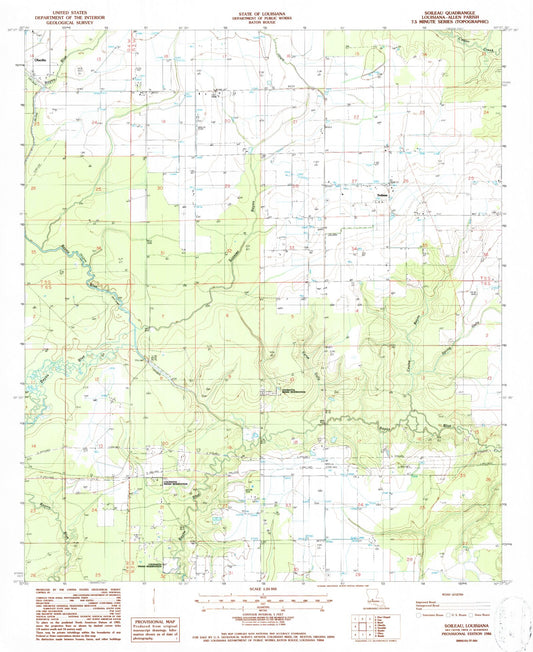 Classic USGS Soileau Louisiana 7.5'x7.5' Topo Map Image