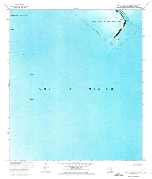 Classic USGS South of South Pass Louisiana 7.5'x7.5' Topo Map Image