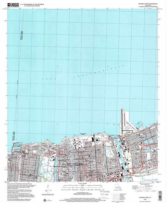 Classic USGS Spanish Fort Louisiana 7.5'x7.5' Topo Map Image