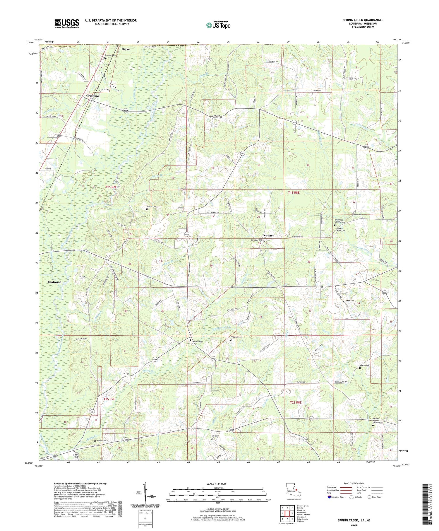 Spring Creek Louisiana US Topo Map Image