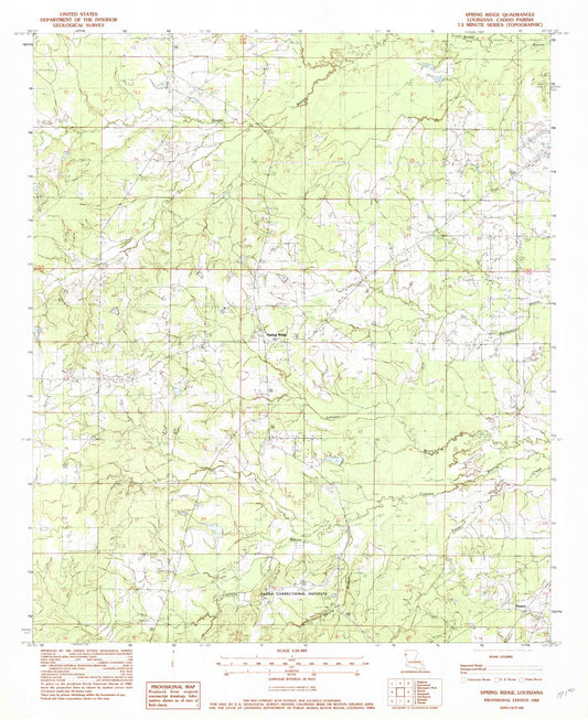 Classic USGS Spring Ridge Louisiana 7.5'x7.5' Topo Map Image