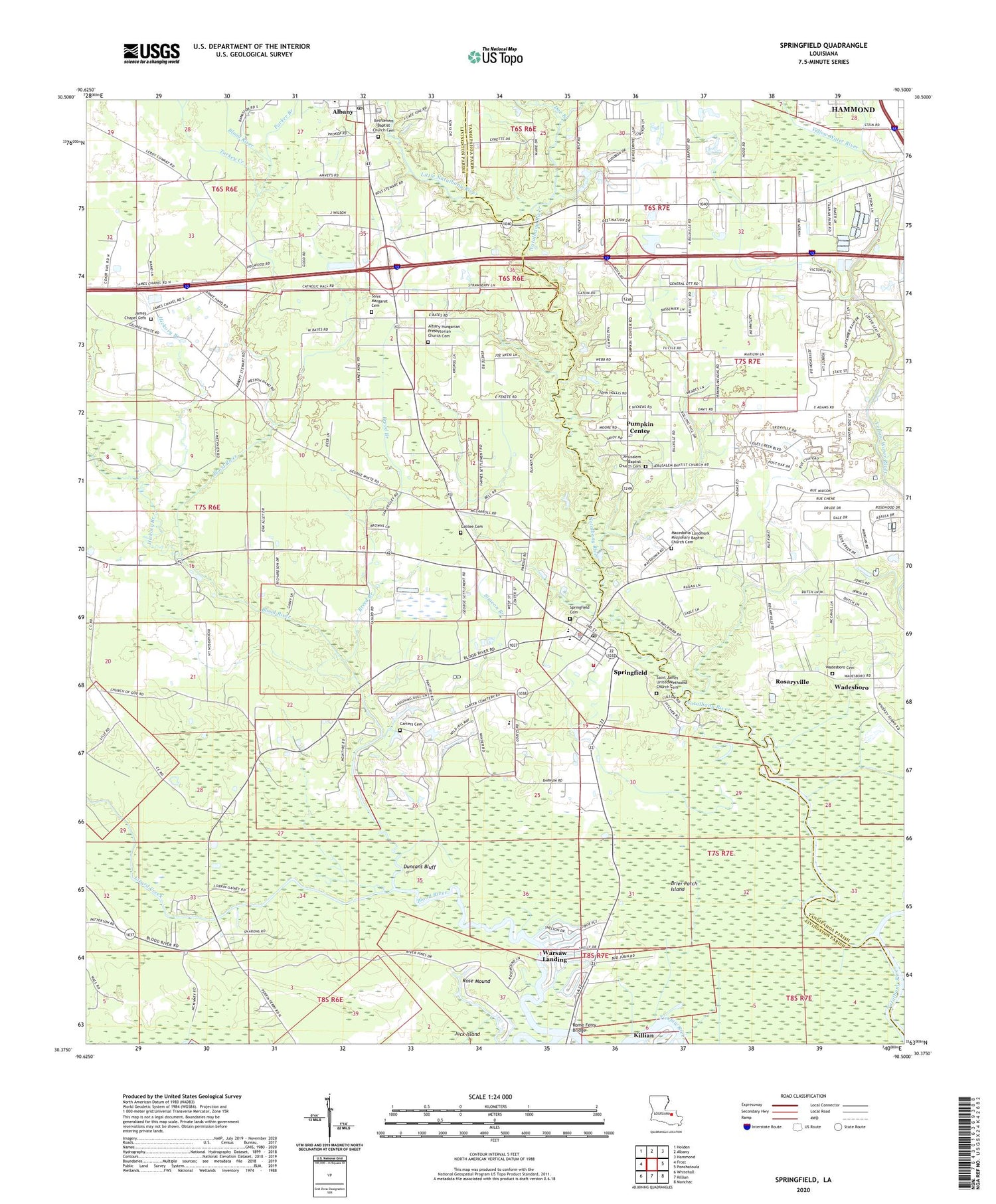 Springfield Louisiana US Topo Map Image
