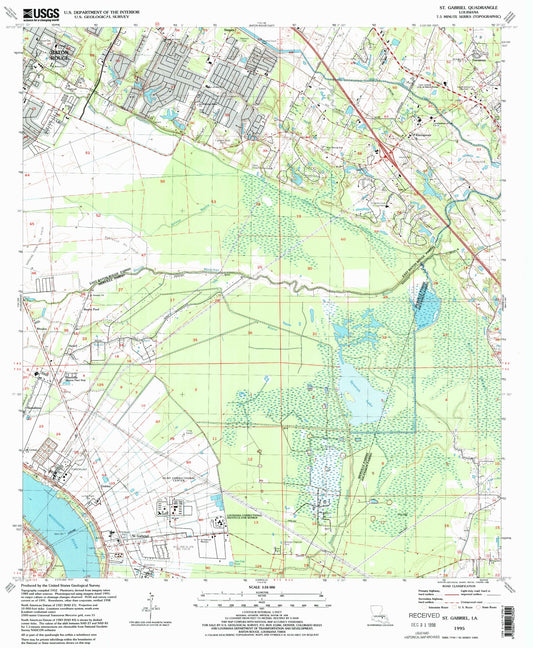 Classic USGS Saint Gabriel Louisiana 7.5'x7.5' Topo Map Image