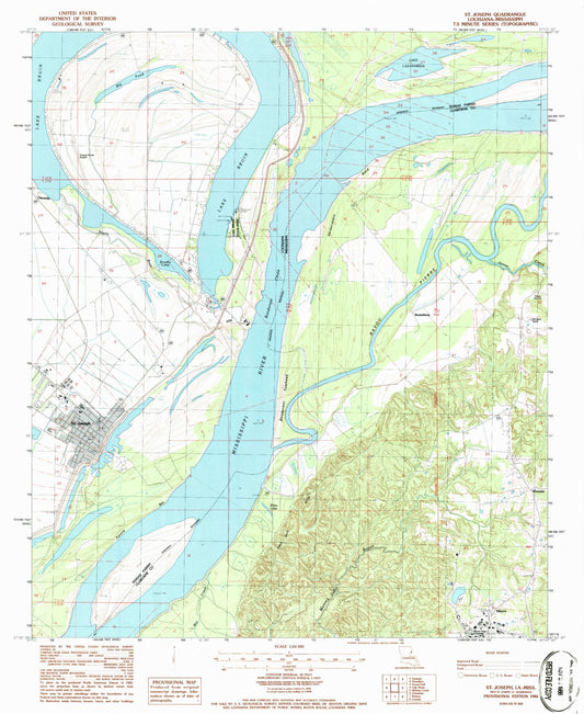Classic USGS Saint Joseph Louisiana 7.5'x7.5' Topo Map Image