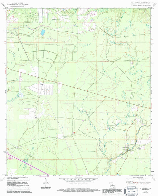 Classic USGS Saint Tammany Louisiana 7.5'x7.5' Topo Map Image