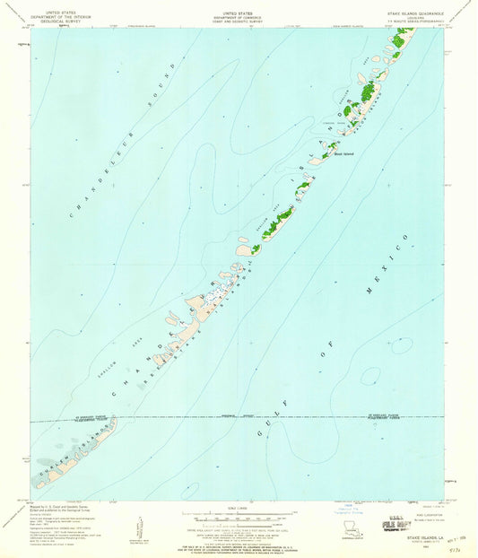 Classic USGS Curlew Islands Louisiana 7.5'x7.5' Topo Map Image