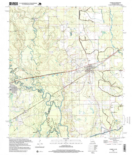 Classic USGS Starks Louisiana 7.5'x7.5' Topo Map Image