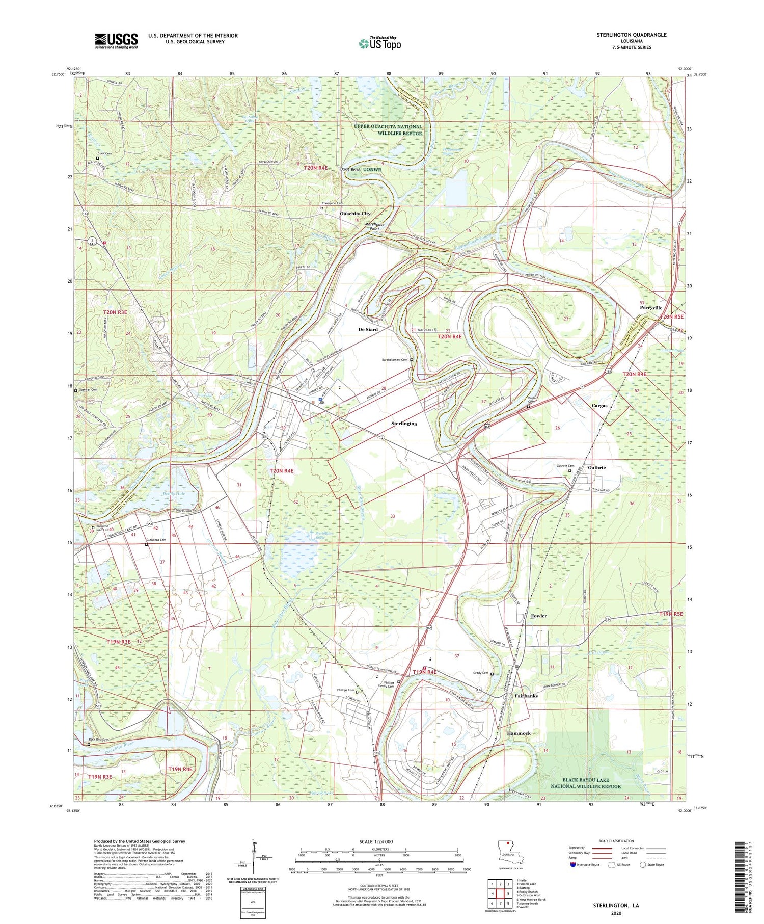 Sterlington Louisiana US Topo Map Image