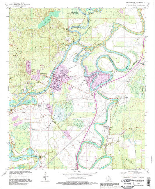 Classic USGS Sterlington Louisiana 7.5'x7.5' Topo Map Image